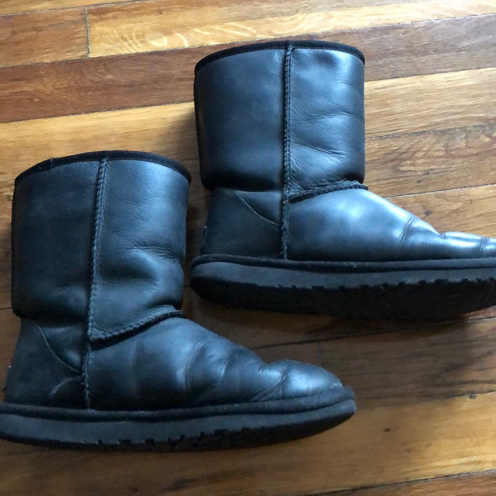 Black leather UGGS
